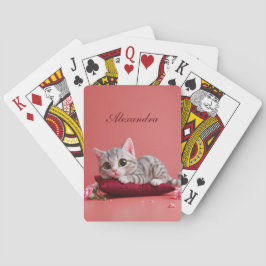 Baraja De Cartas Gato de enero lindo con claveles