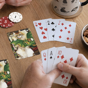 Baraja De Cartas Gato de Fantasía de Juego Dragón Verde de Dados