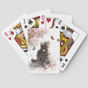 Baraja De Cartas Gato de flor de cerezo y mariposas (11)