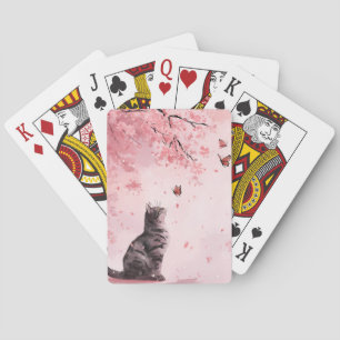 Baraja De Cartas Gato de flor de cerezo y mariposas (12)