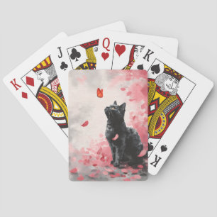 Baraja De Cartas Gato de flor de cerezo y mariposas (3)