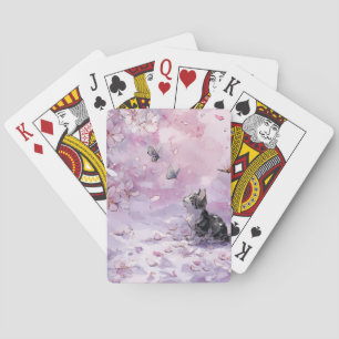 Baraja De Cartas Gato de flor de cerezo y mariposas (5)