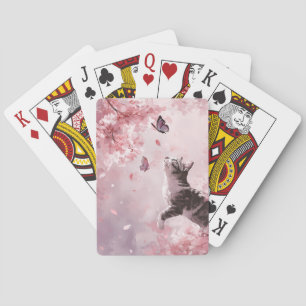 Baraja De Cartas Gato de flor de cerezo y mariposas (7)