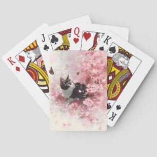 Baraja De Cartas Gato de flor de cerezo y mariposas (8)