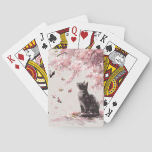 Baraja De Cartas Gato de flor de cerezo y mariposas (9)