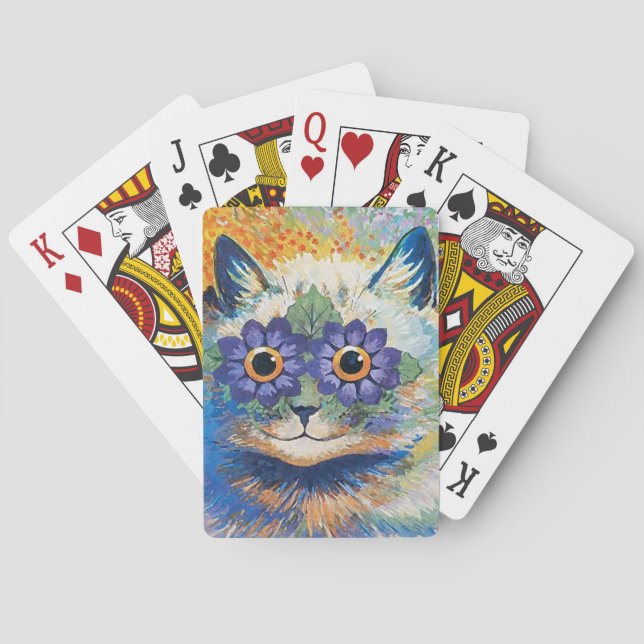 Baraja De Cartas Gato de flores por Louis Wain (Reverso)
