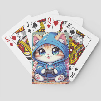 Baraja De Cartas Gato de jugador en juego en un ambiente acogedor