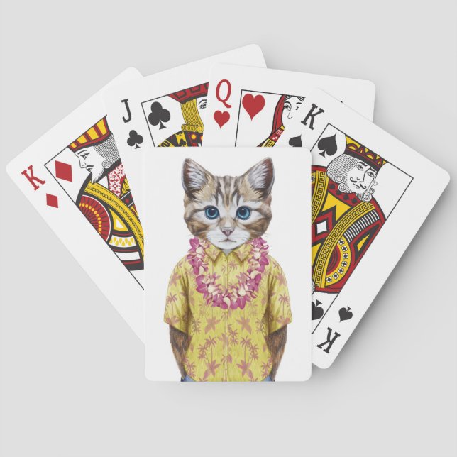 Baraja De Cartas Gato de Kitty Hawaiano (Reverso)