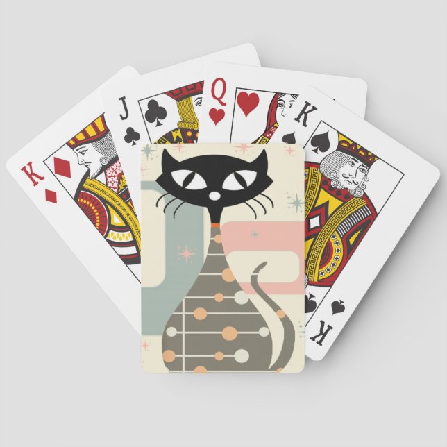 Baraja De Cartas Gato de mediados del siglo (Reverso)