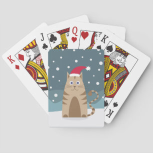 Baraja De Cartas Gato de Navidad con sombrero santa