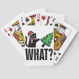 Baraja De Cartas Gato de Navidad derribando árbol de Navidad divert