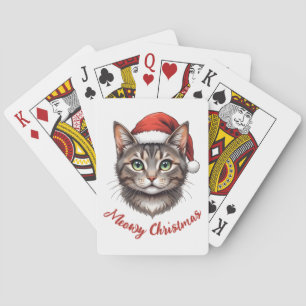 Baraja De Cartas Gato de Navidad Lindo Personalizado con Sombrero d