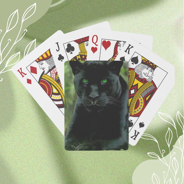 Baraja De Cartas Gato de pantera negra deslumbrante con ojos verdes (Subido por el creador)
