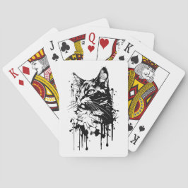 Baraja De Cartas Gato de salpicaduras en blanco y negro