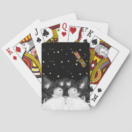 Baraja De Cartas Gato de Tuxedo sorprendido por libélula