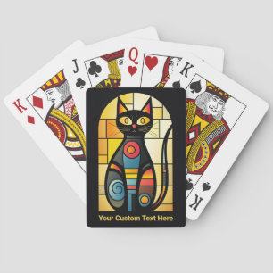 Baraja De Cartas Gato de vidrio contenido falso de texto de persona