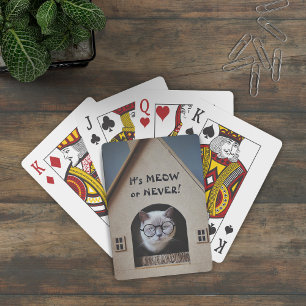 Baraja De Cartas Gato Divertido con Gafas Es Miau o Nunca Cita