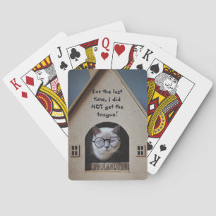 Baraja De Cartas Gato Divertido con Gafas Gato se quedó sin habla C