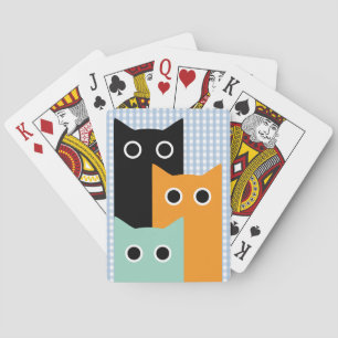 Baraja De Cartas Gato Divertido, Cuadros Azules