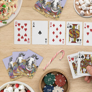 Baraja De Cartas Gato divertido de lavanda con hierba gatera en Nav