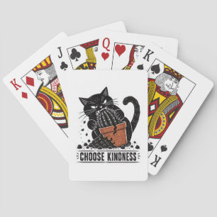 Baraja De Cartas Gato Divertido Elige Amabilidad Linograbado Meme