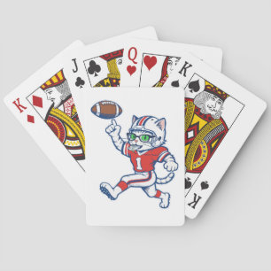 Baraja De Cartas Gato Divertido Jugador de Fútbol Americano