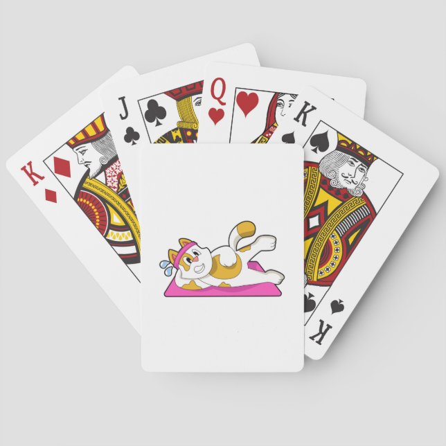 Baraja De Cartas Gato en ejercicio de Stretching de Yoga (Reverso)