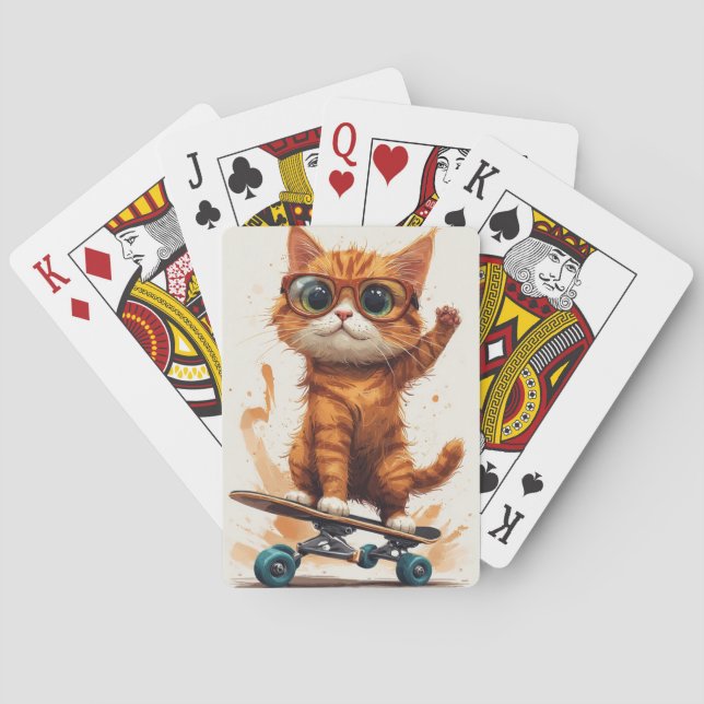 Baraja De Cartas Gato en monopatín (Reverso)