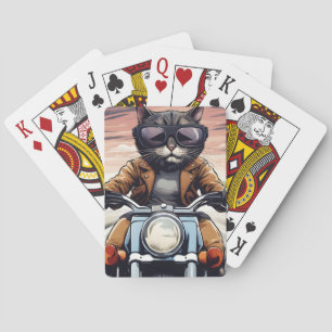 Baraja De Cartas Gato en moto
