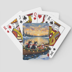 Baraja De Cartas Gato Esmoquin Navidad Barco Fiesta