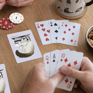 Baraja De Cartas Gato esponjoso Ragdoll Lavanda Portátil Divertido
