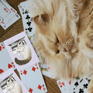 Baraja De Cartas Gato esponjoso Ragdoll Lavanda Portátil Divertido