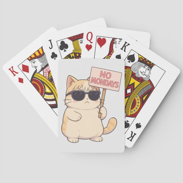 Baraja De Cartas Gato Genial Sin Lunes Meme Estético (Reverso)