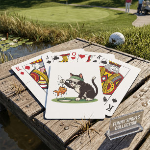 Baraja De Cartas Gato Golfista Divertido Pescando Peligro de Agua
