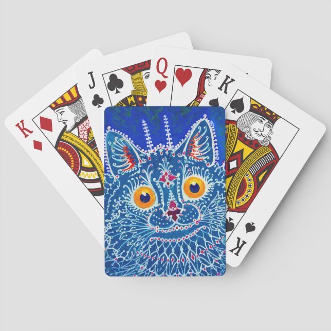 Baraja De Cartas Gato gótico azul (Reverso)