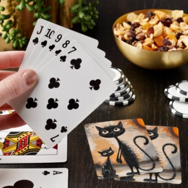 Baraja De Cartas Gato Grande Gato Pequeño Halloween  (Poker cards easy to shuffle, smooth card stock. Dimensions: 2.5" x 3.5”. 
)