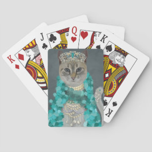 Baraja De Cartas Gato gris   Adornado Con Retrato De Campanas