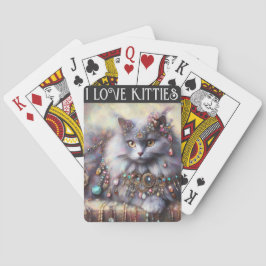 Baraja De Cartas Gato gris de pelo largo con joyas que amo a los ga