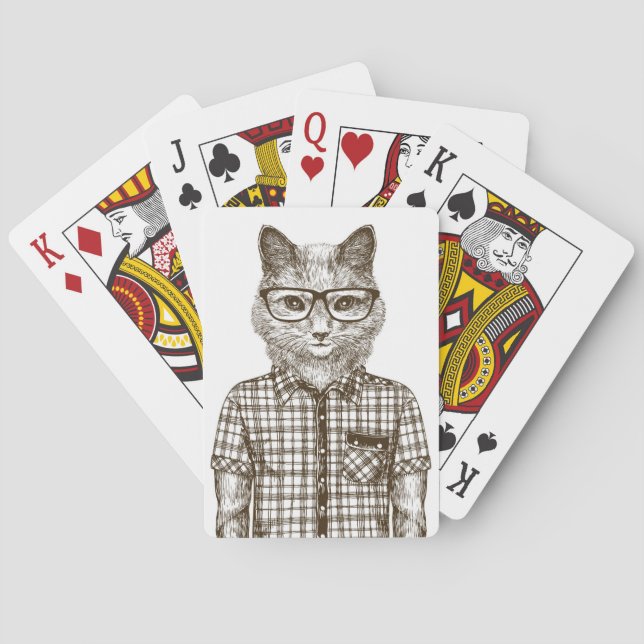 Baraja De Cartas Gato Hipster (Reverso)