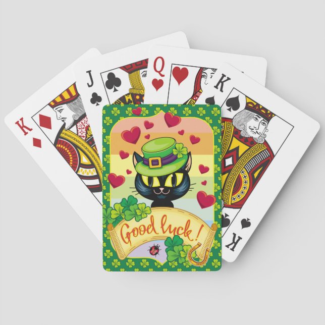 Baraja De Cartas ¡Gato irlandés afortunado! (Reverso)