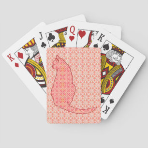 Baraja De Cartas Gato japonés: Batik Naranja de coral