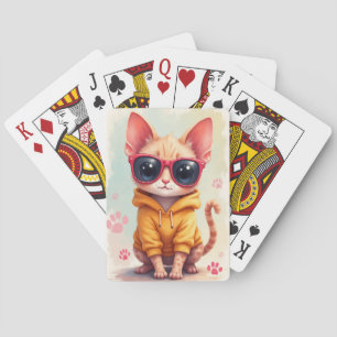Baraja De Cartas Gato Kawaii Devon Rex Divertido