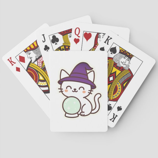 Baraja De Cartas Gato Kawaii Halloween - Magnífico y adorable Spook (Reverso)