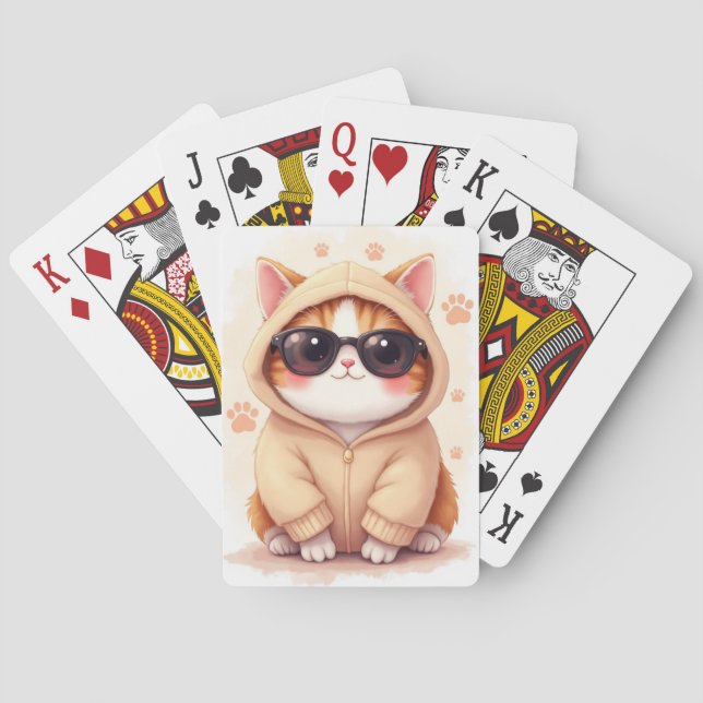 Baraja De Cartas Gato Kawaii Scottish Fold Divertido (Reverso)