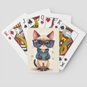 Baraja De Cartas Gato Kawaii Siamés Divertido