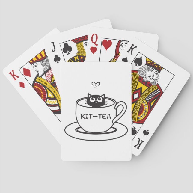 Baraja De Cartas Gato Kit-Tea Chiste Divertido (Reverso)