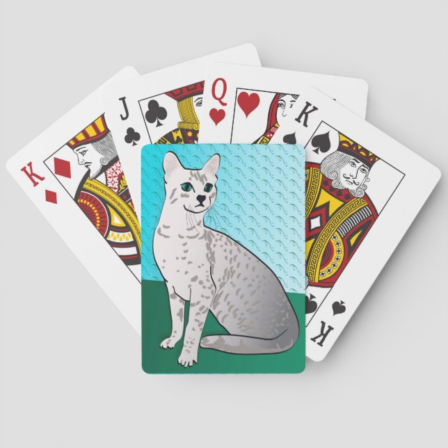 Baraja De Cartas Gato Mau egipcio - fondo acuático (Reverso)