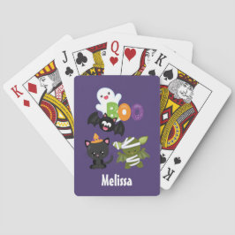 Baraja De Cartas Gato, murciélago, momia y fantasma de Halloween