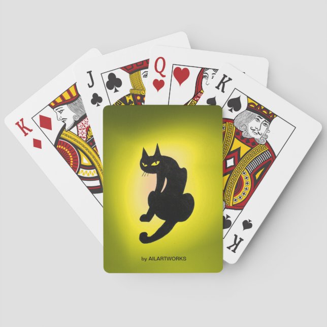 Baraja De Cartas GATO NEGRO amarillo (Reverso)