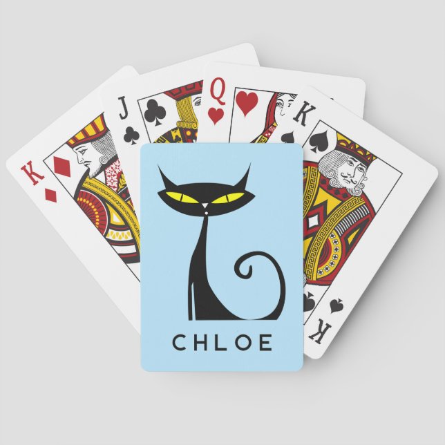 Baraja De Cartas Gato negro atómico moderno personalizado de mediad (Reverso)